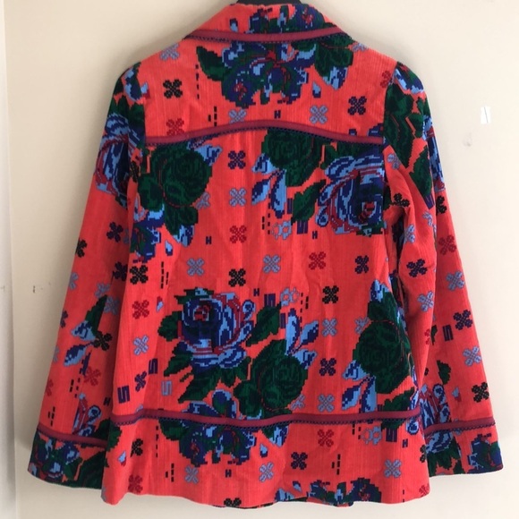 Elevenses Anthropologie Coming Up Roses Corduroy Floral Jacket Coat - Picture 8 of 9